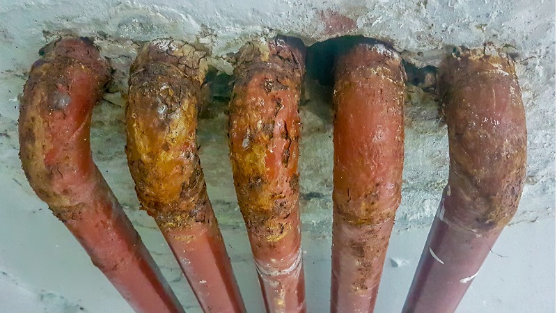 Leidingen aangetast door corrosie